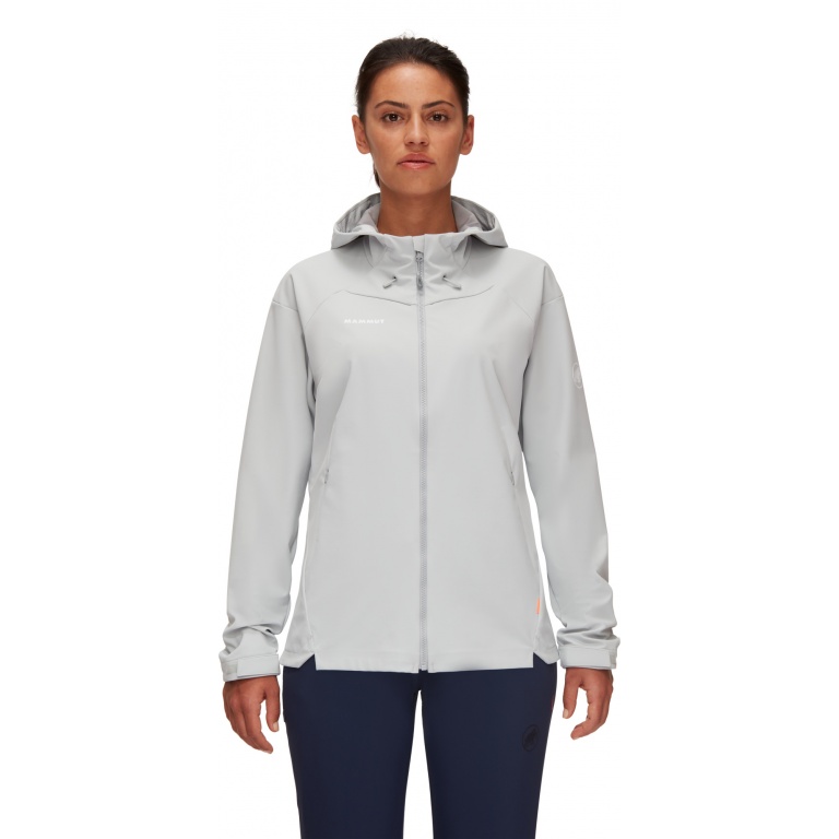 Mammut Softshelljacke Sapuen SO Hooded - 4-Wege-Stretch - hellgrau Damen